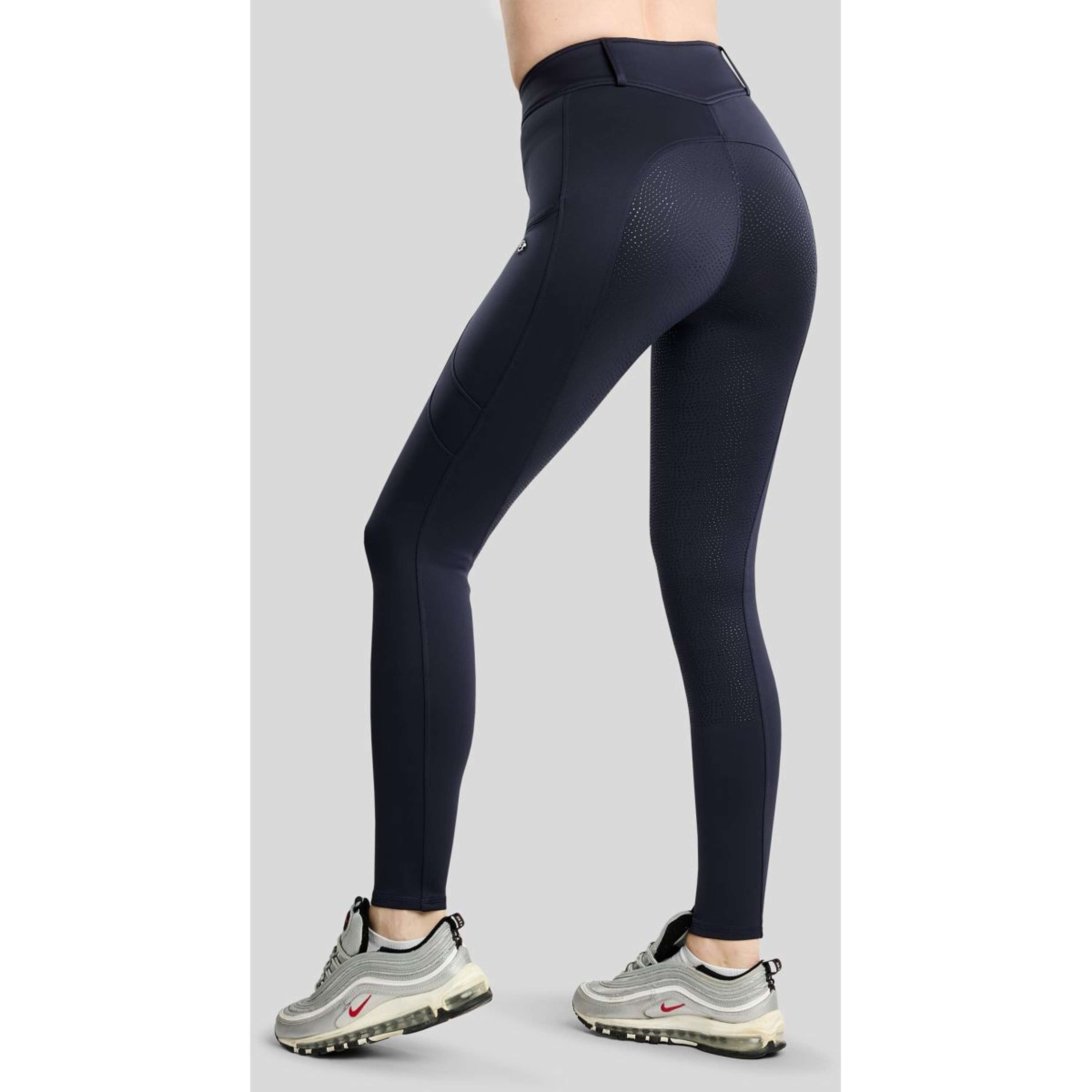 Montar Thermo-Reitleggings MoAddie Hybrid Gun Metal Logo Full Grip Navy