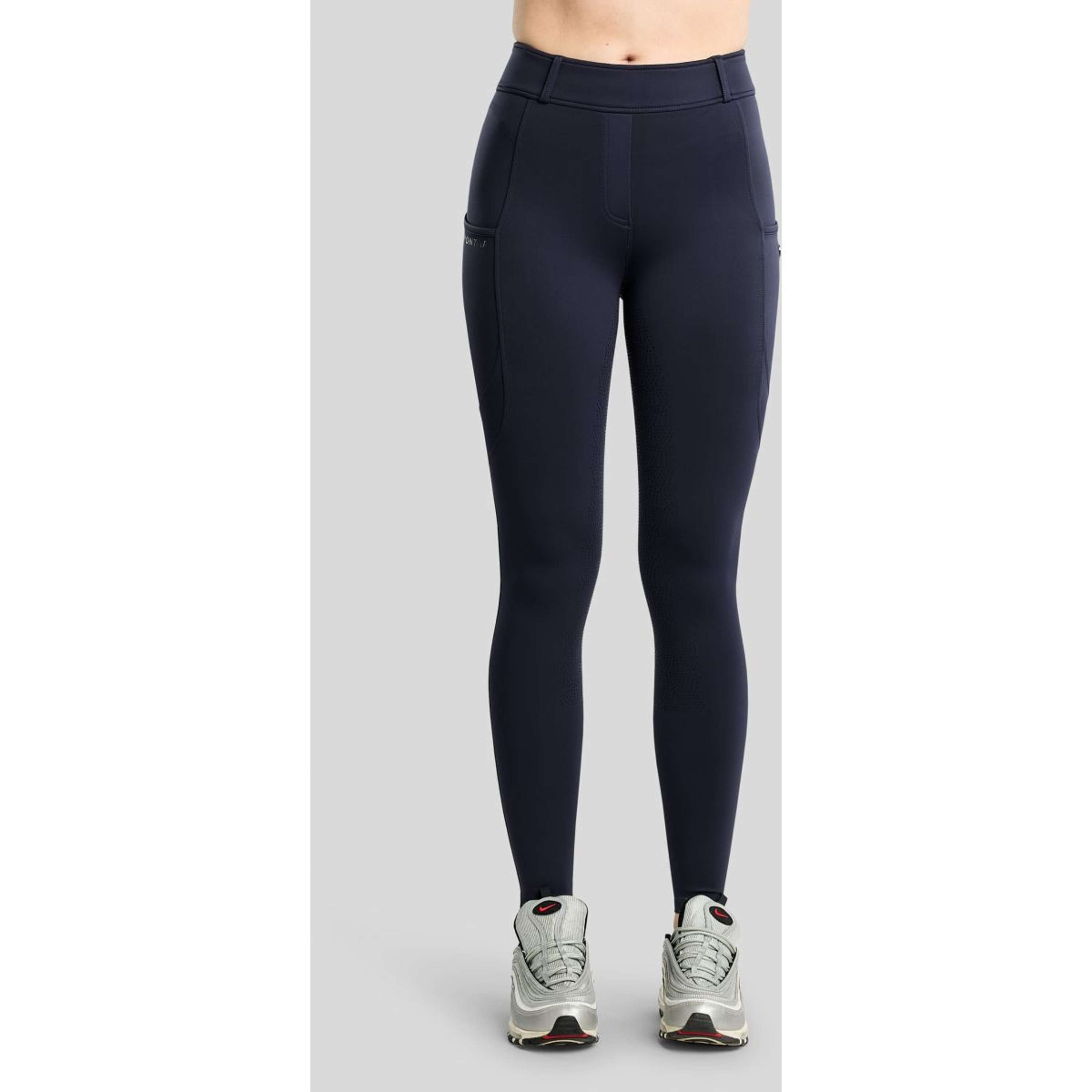 Montar Thermo-Reitleggings MoAddie Hybrid Gun Metal Logo Full Grip Navy