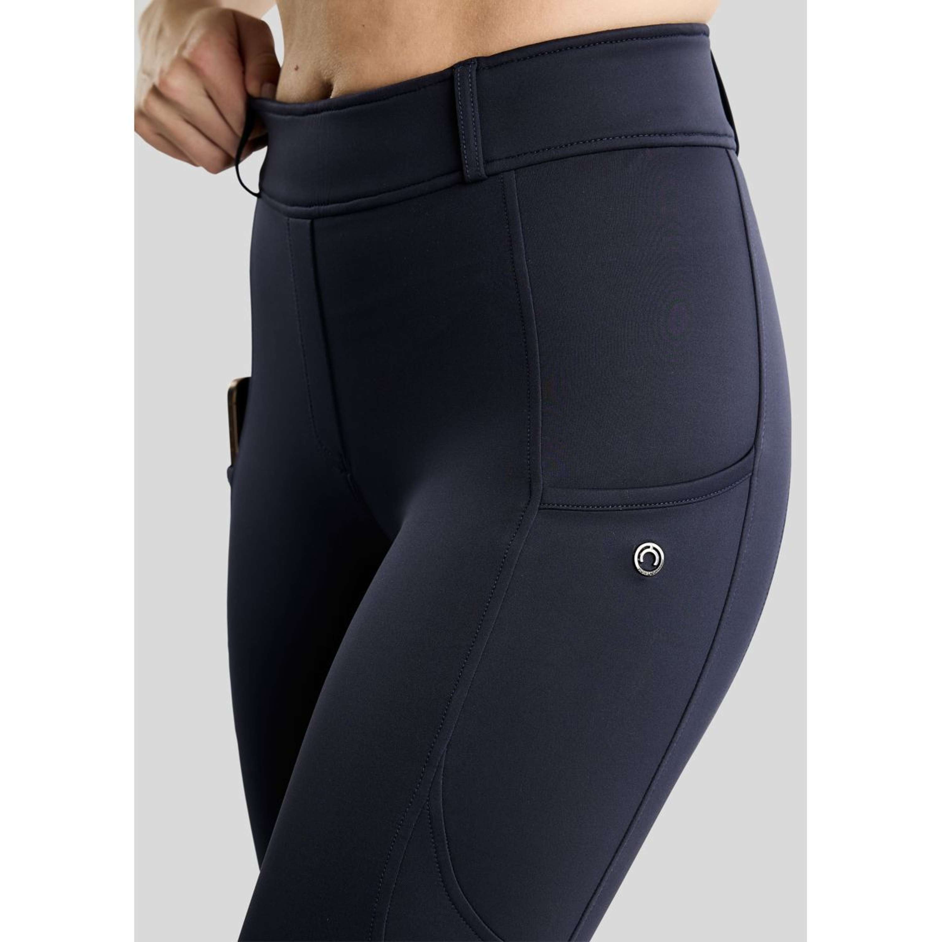 Montar Thermo-Reitleggings MoAddie Hybrid Gun Metal Logo Full Grip Navy