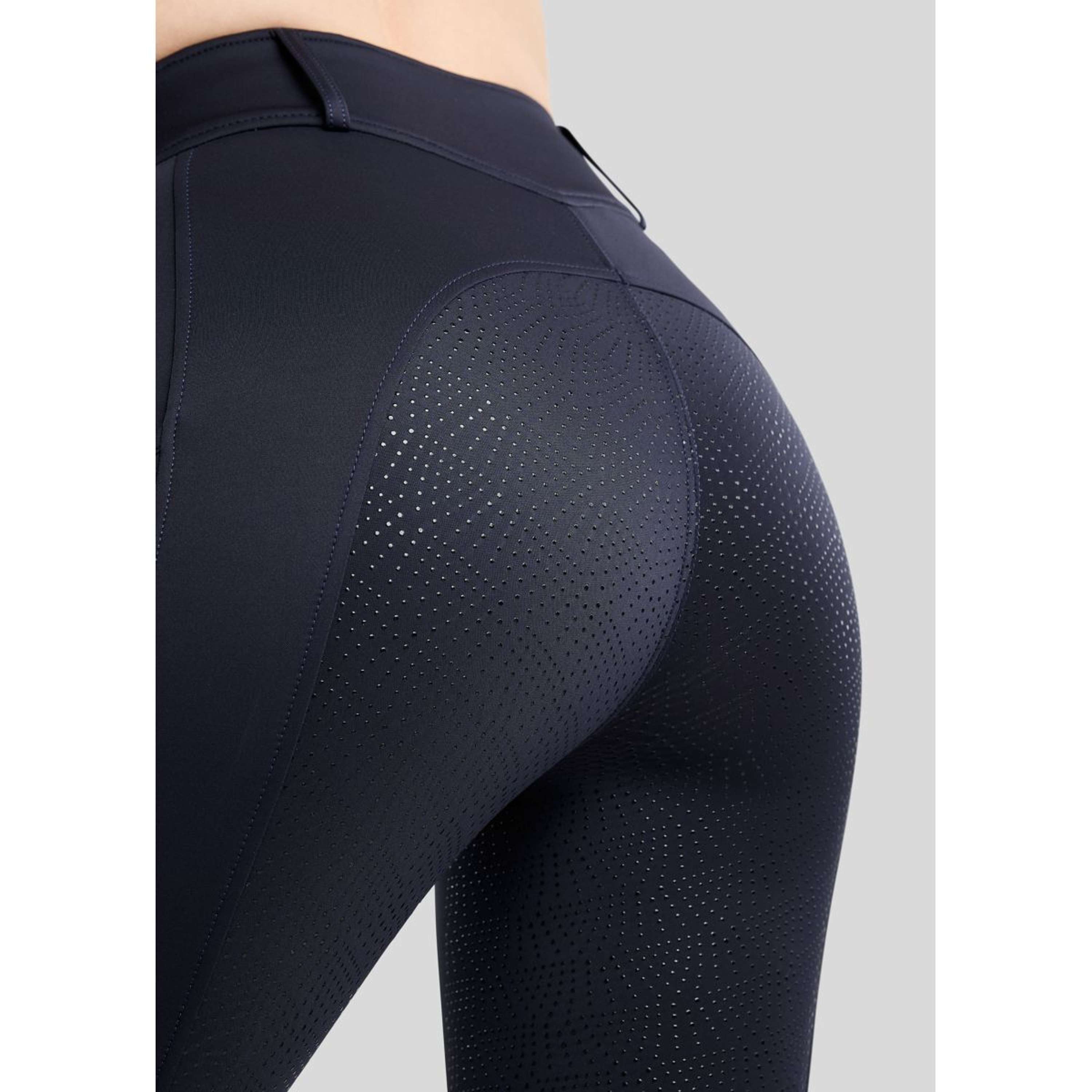 Montar Thermo-Reitleggings MoAddie Hybrid Gun Metal Logo Full Grip Navy