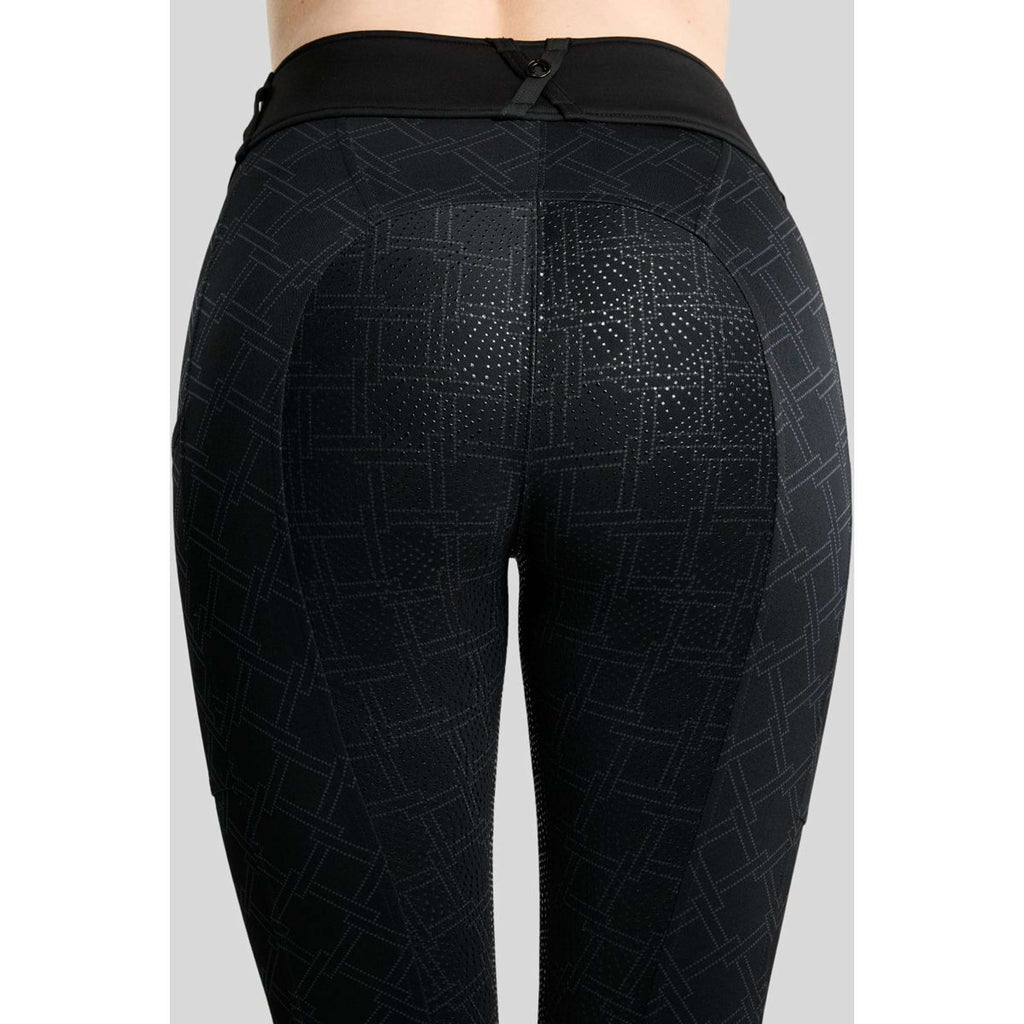 Montar Thermo-Reitleggings MoLeia Lumber Check All Over Printed Full Grip Schwarz