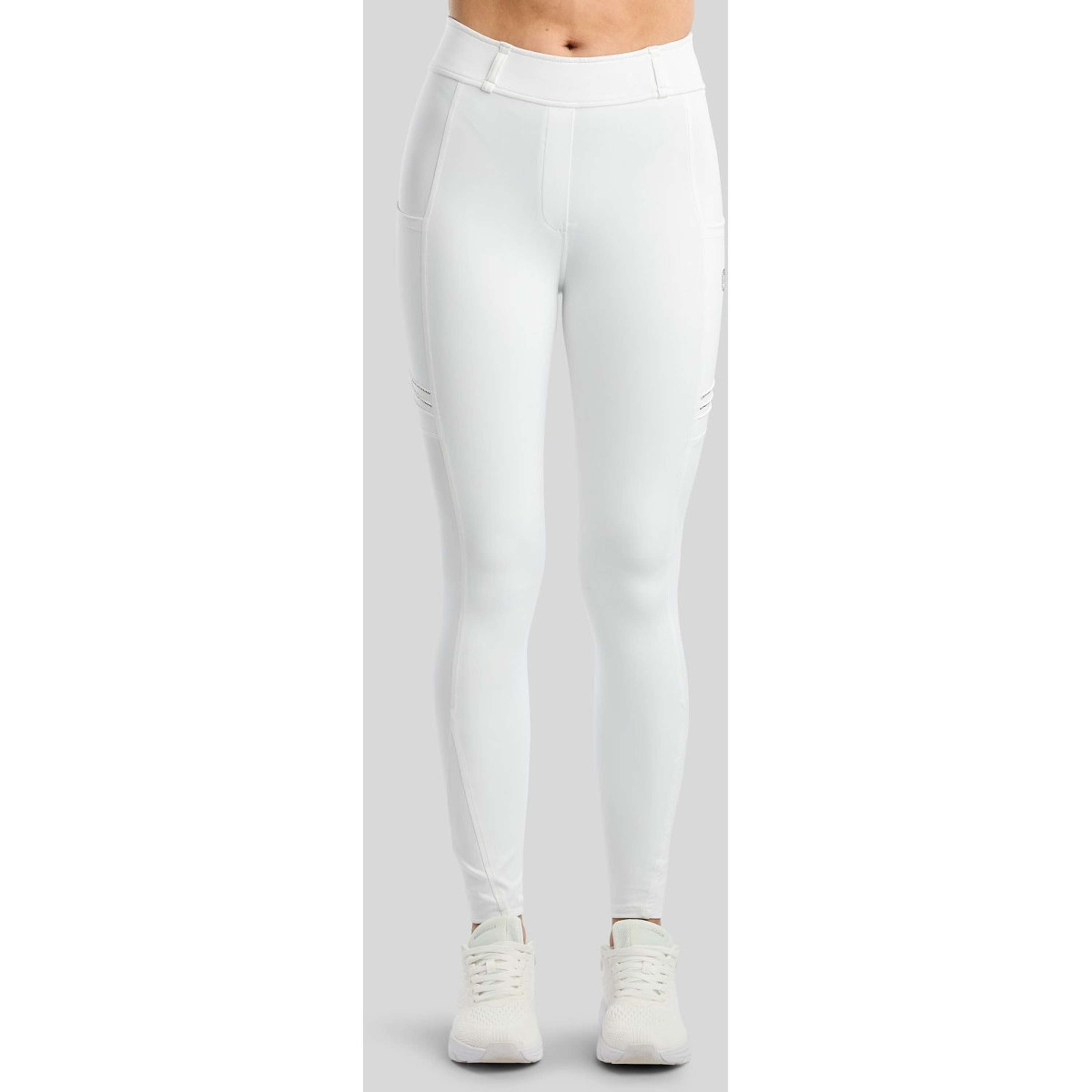 Montar Reitleggings MoWilma Hybrid Pintucks Golden Quartz Crystals Full Grip Weiß