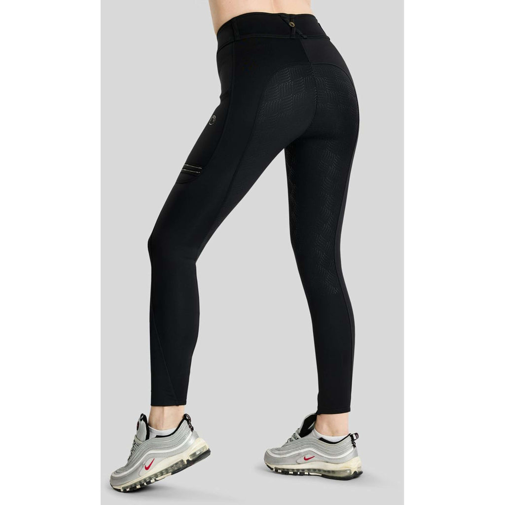 Montar Reitleggings MoWilma Hybrid Pintucks Golden Quartz Crystals Full Grip Schwarz