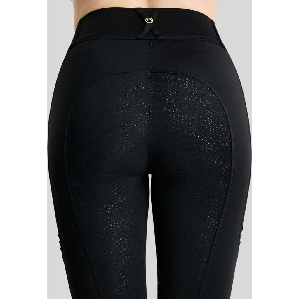 Montar Reitleggings MoWilma Hybrid Pintucks Golden Quartz Crystals Full Grip Schwarz