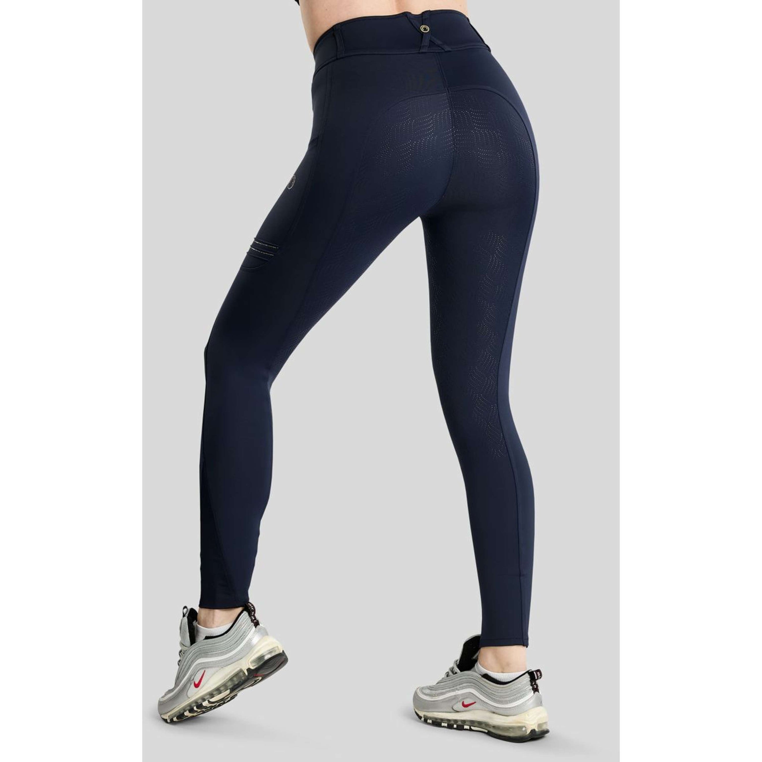 Montar Reitleggings MoWilma Hybrid Pintucks Golden Quartz Crystals Full Grip Navy