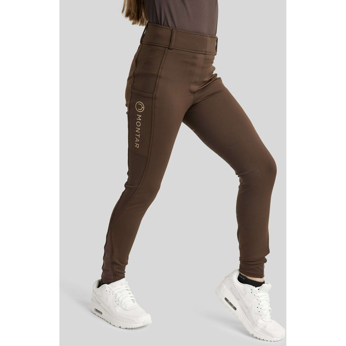 Montar Reitleggings Rosegold Logo Junior Full Grip Braun