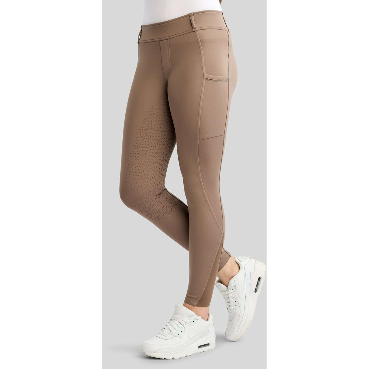 Montar Reitleggings MoWilma Hybrid Pintucks Golden Quartz Crystals Full Grip Nougat Brown
