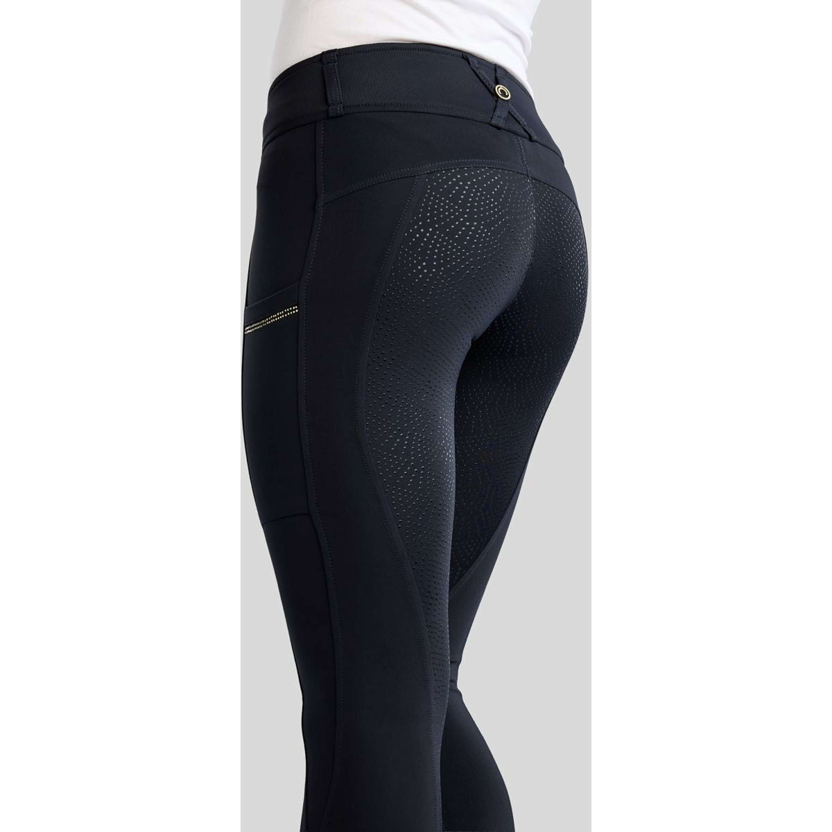 Montar Reitleggings MoEverline Hybrid Golden Quartz Crystals Kids Full Grip Navy
