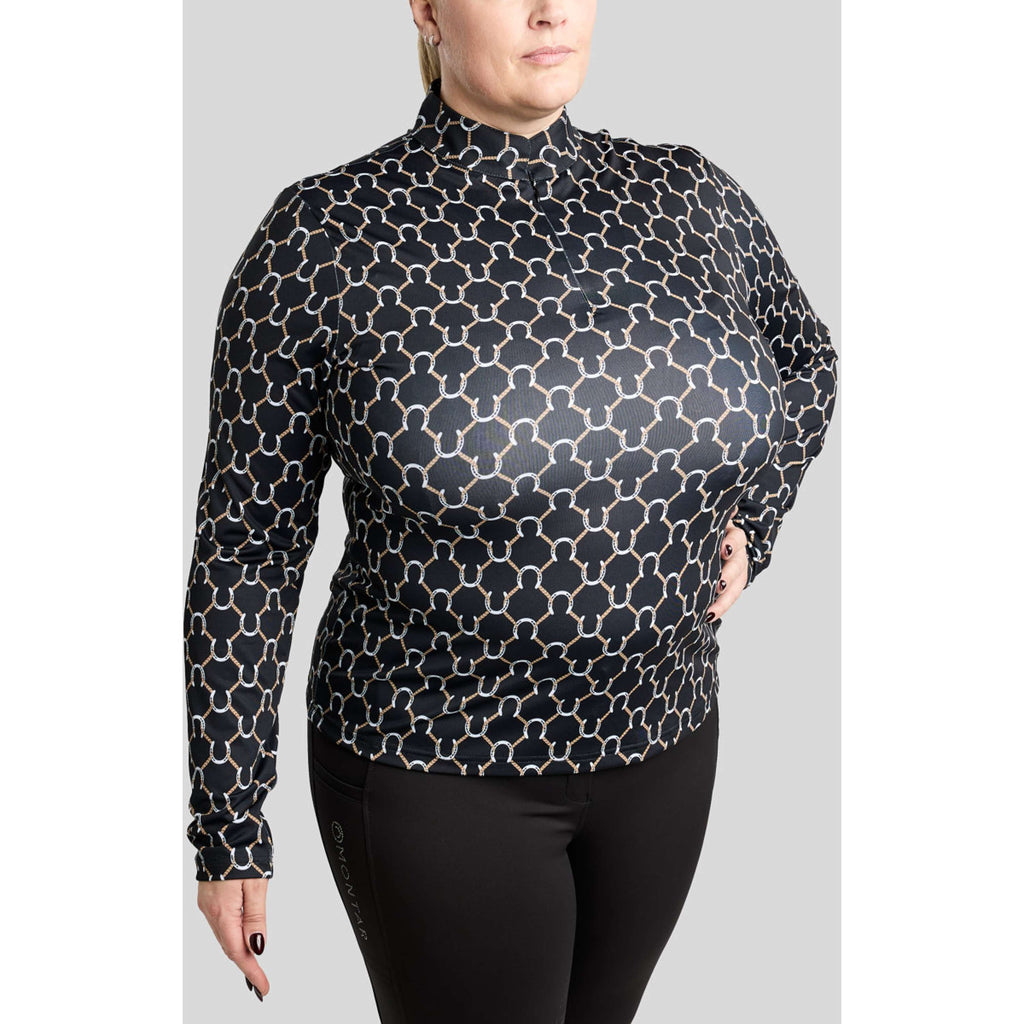 Montar Shirt MoFreya AO Printed Curve Lange Ärmel Schwarz