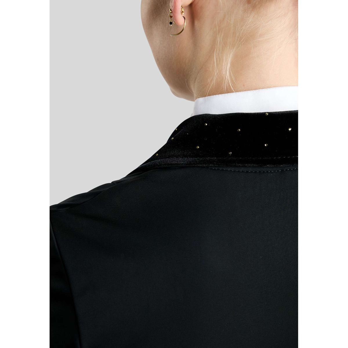 Montar Turnierjacket MoValerie Short Velvet Details Golden Quartz Crystals Schwarz