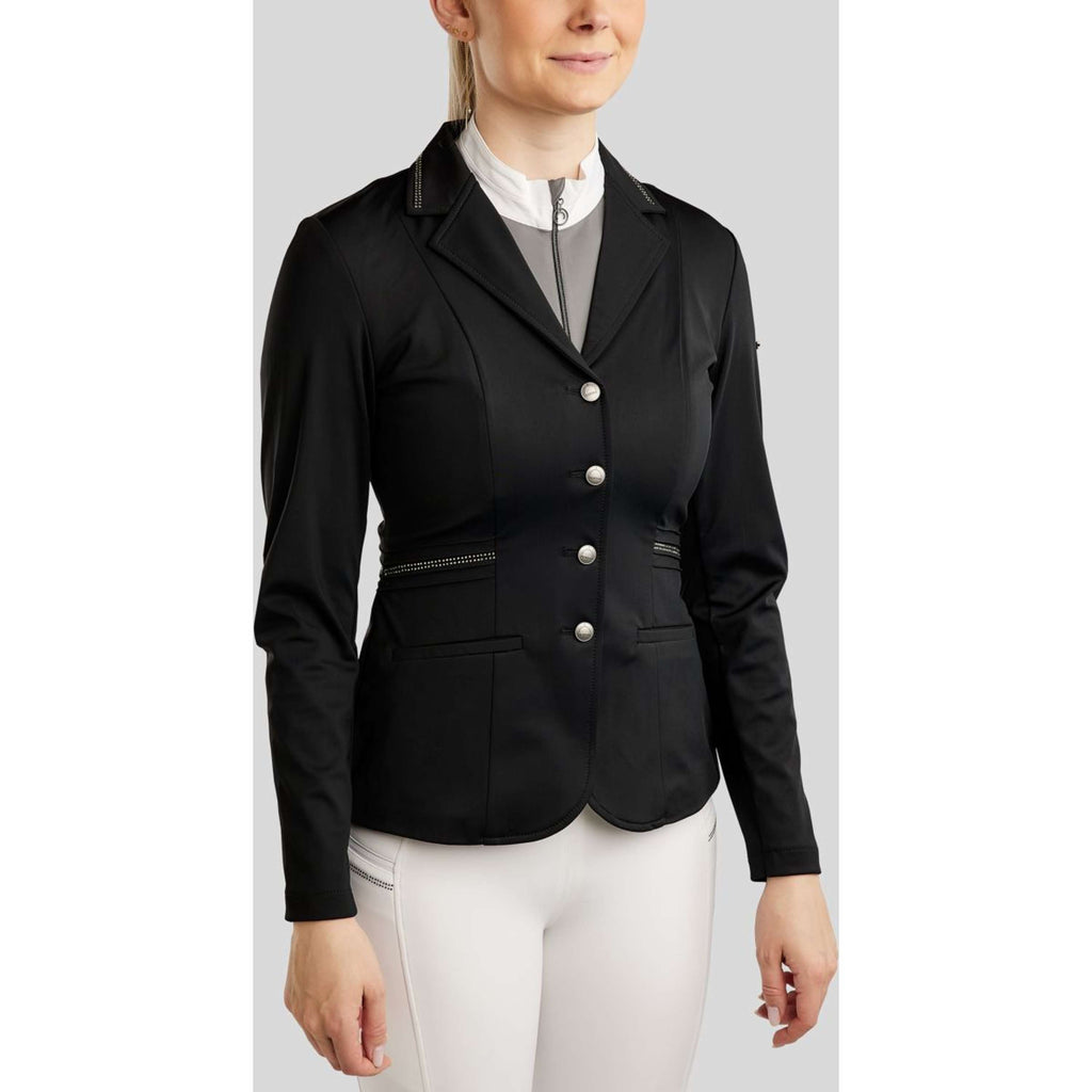 Montar Turnierjacket MoPearl Pintucks Gun Metal Crystals Schwarz