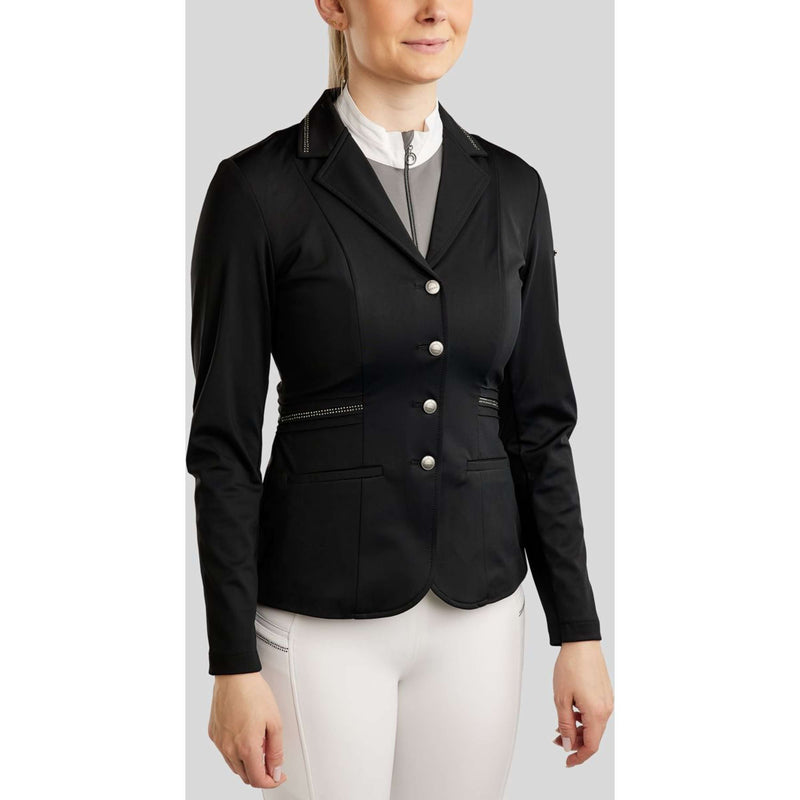 Montar Turnierjacket MoPearl Pintucks Gun Metal Crystals Schwarz