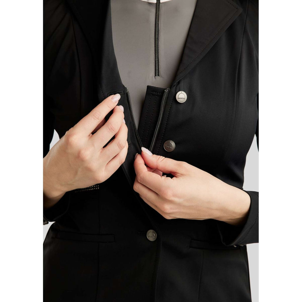 Montar Turnierjacket MoPearl Pintucks Gun Metal Crystals Schwarz