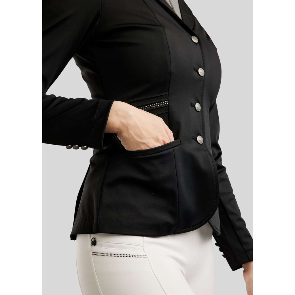 Montar Turnierjacket MoPearl Pintucks Gun Metal Crystals Schwarz