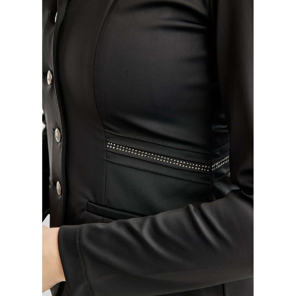 Montar Turnierjacket MoPearl Pintucks Gun Metal Crystals Schwarz