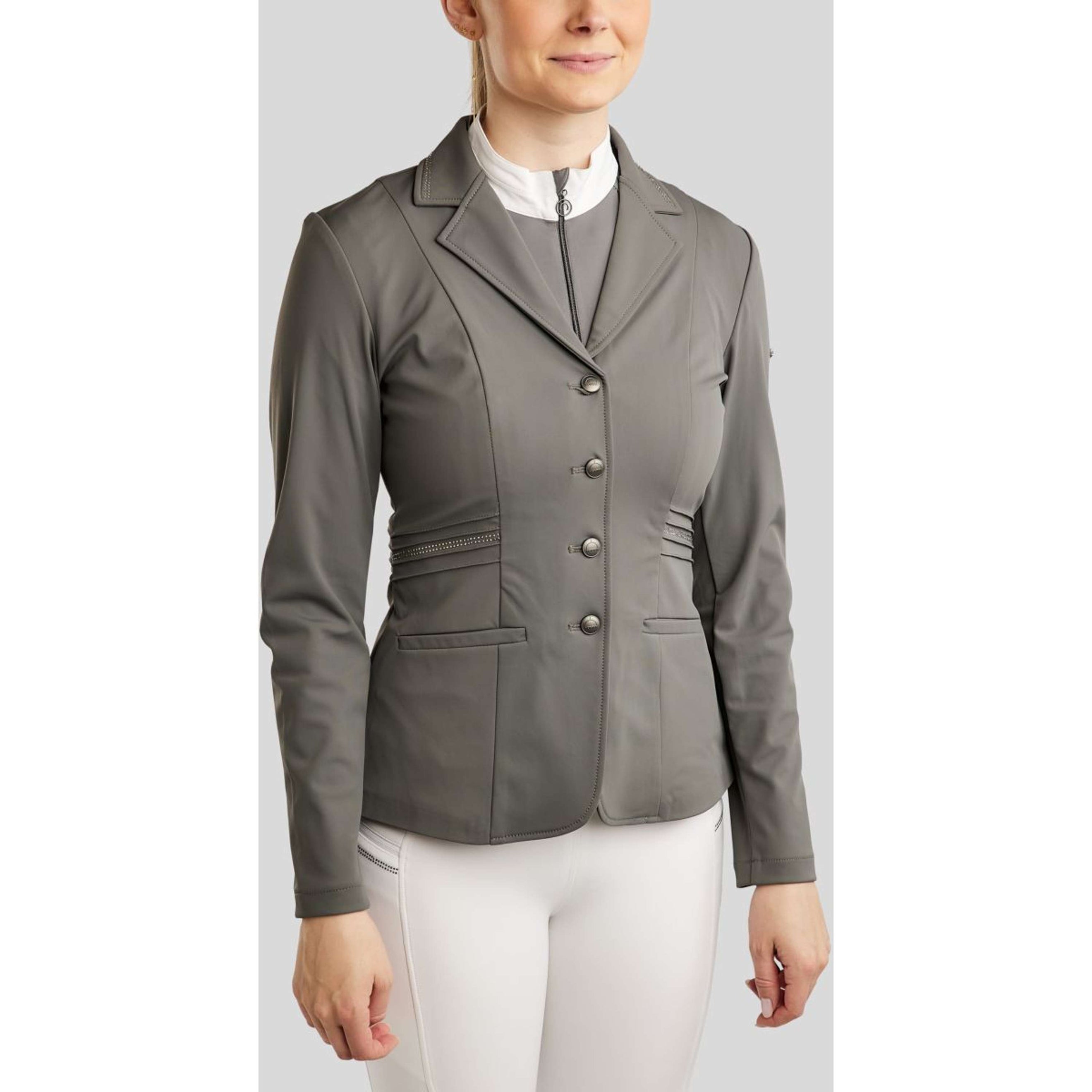 Montar Turnierjacket MoPearl Pintucks Gun Metal Crystals Grau