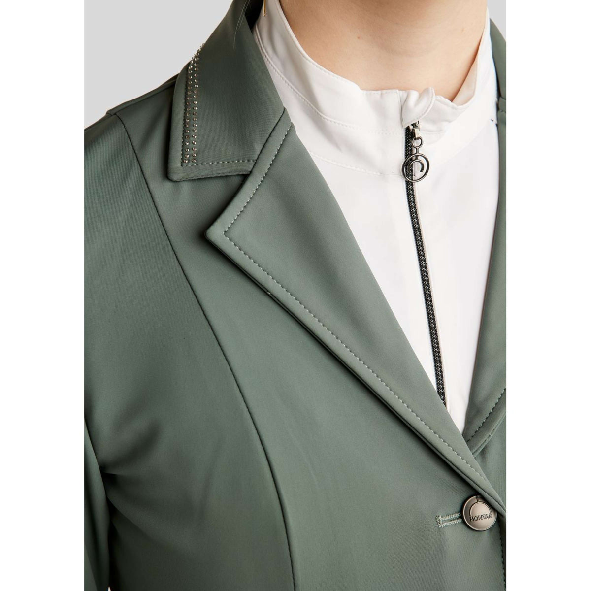Montar Turnierjacket MoPearl Pintucks Gun Metal Crystals Jade