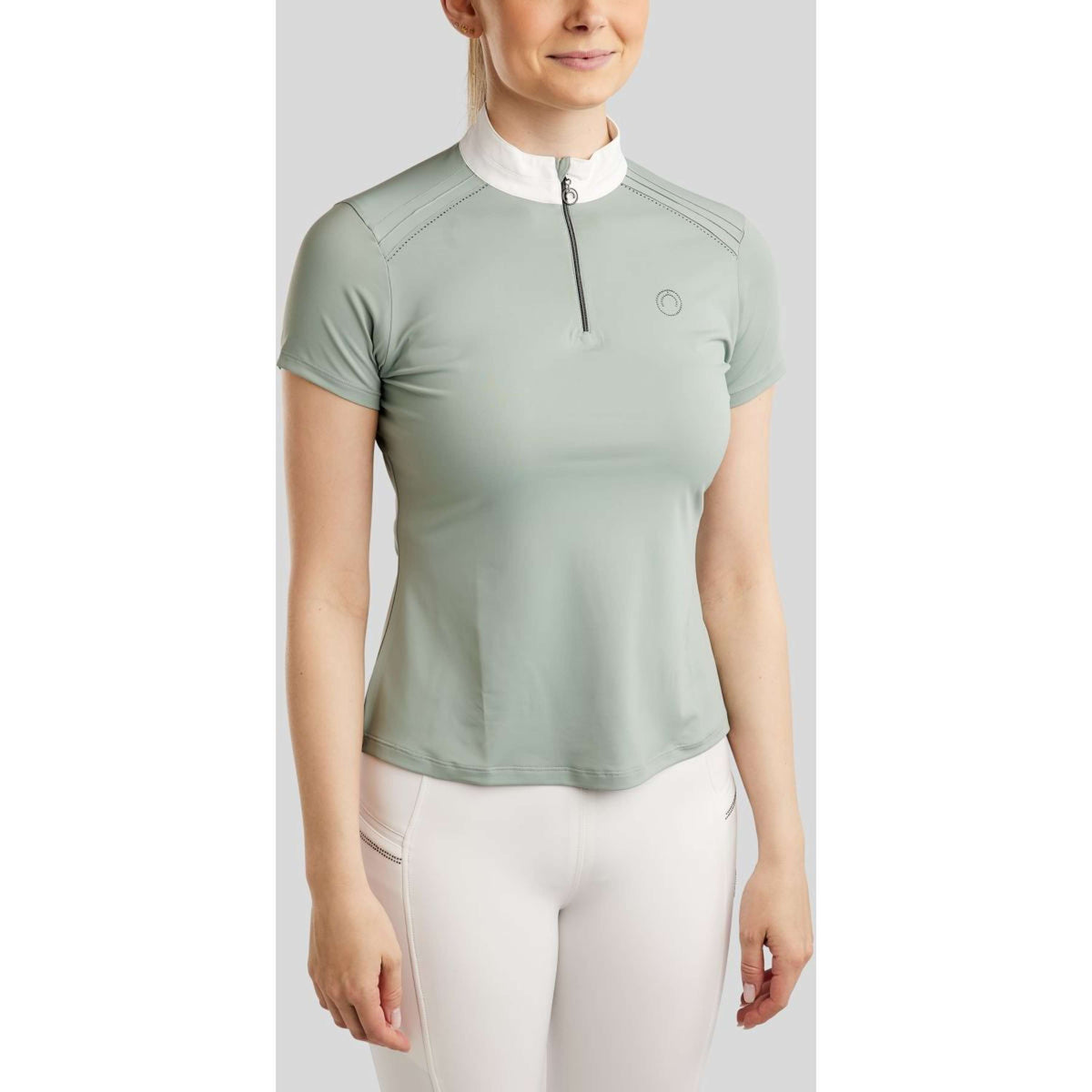 Montar Turniershirt MoPearl Pintucks Gun Metal Crystals Turin