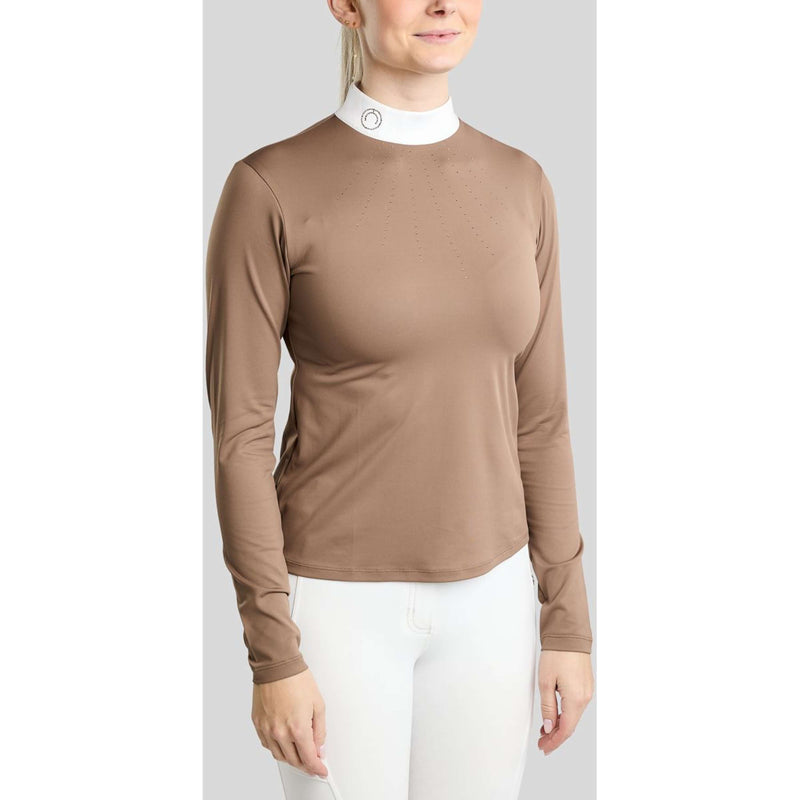 Montar Turniershirt MoEve Golden Quartz Crystals Lange Ärmel Nougat Brown