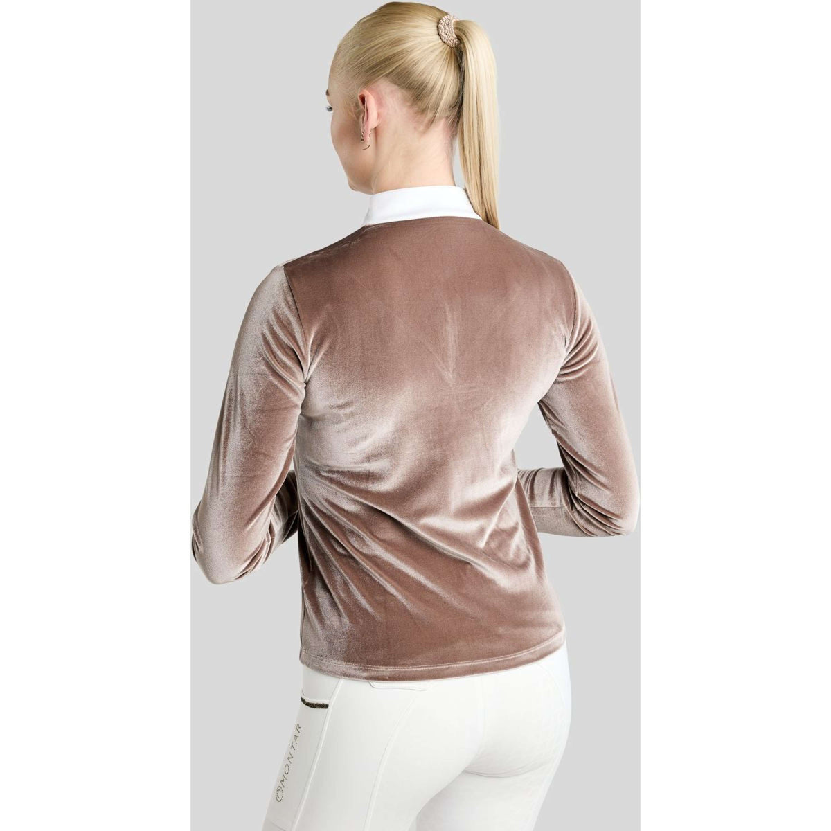 Montar Turniershirt MoValerie Velvet Golden Quartz Crystals Lange Ärmel Nougat Brown