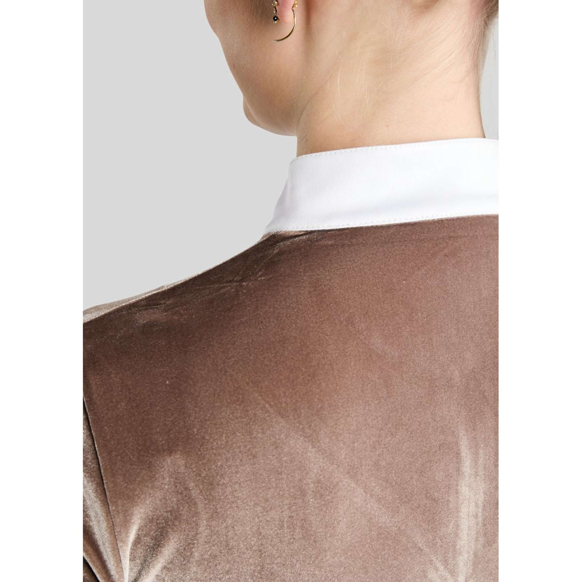 Montar Turniershirt MoValerie Velvet Golden Quartz Crystals Lange Ärmel Nougat Brown