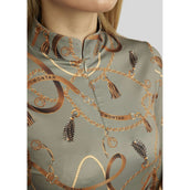 Montar Poloshirt Haily Bridle Print Lange Ärmel Dusty Green