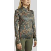 Montar Poloshirt Haily Bridle Print Lange Ärmel Pine Green