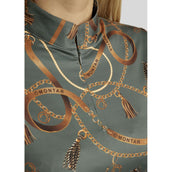 Montar Poloshirt Haily Bridle Print Lange Ärmel Pine Green