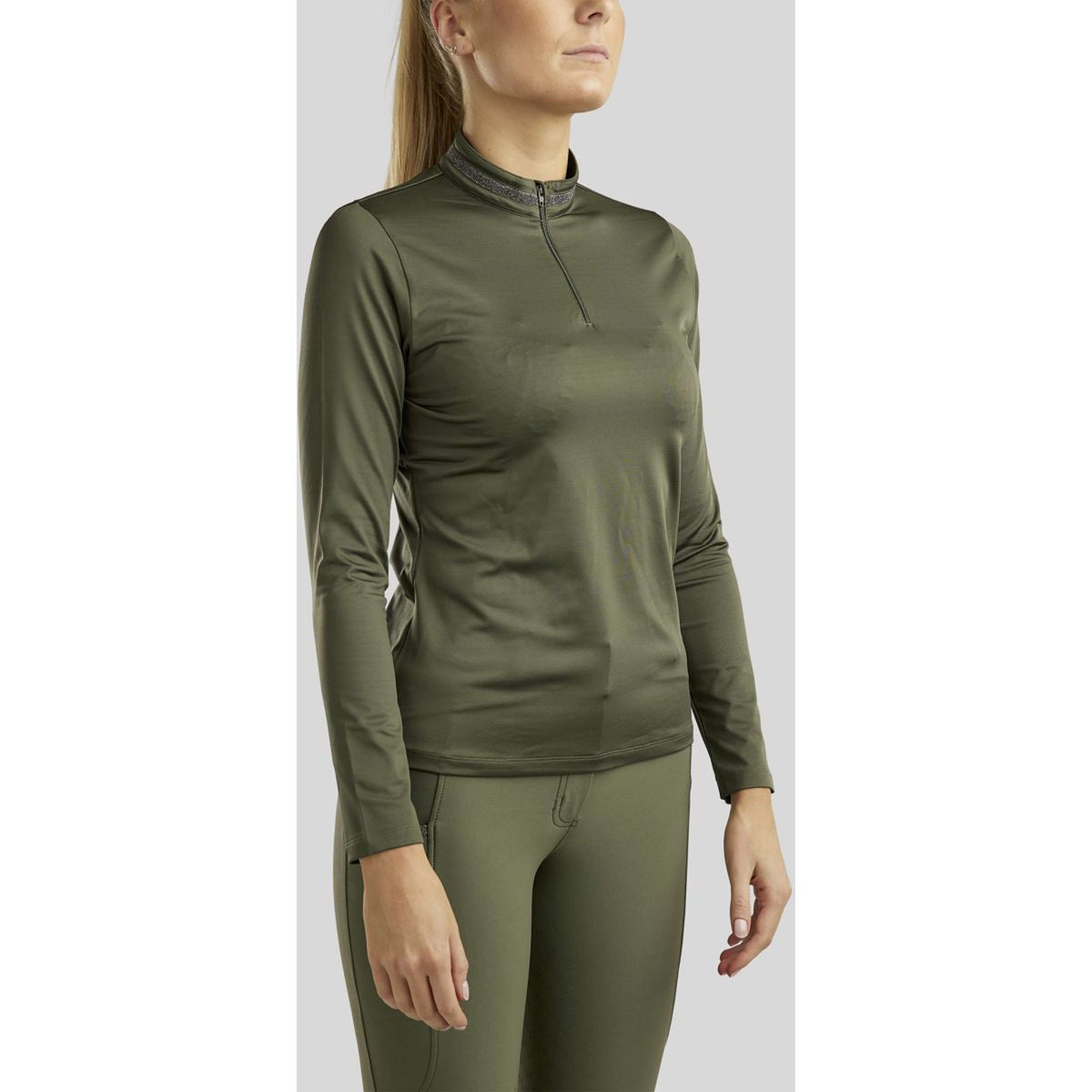 Montar Shirt MoAvina Caviar Crystal Deco Lange Ärmel Pine Green