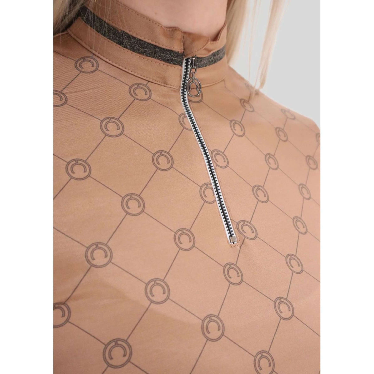 Montar Shirt MoAvina Monogram Caviar Crystal Deco Lange Ärmel Latte