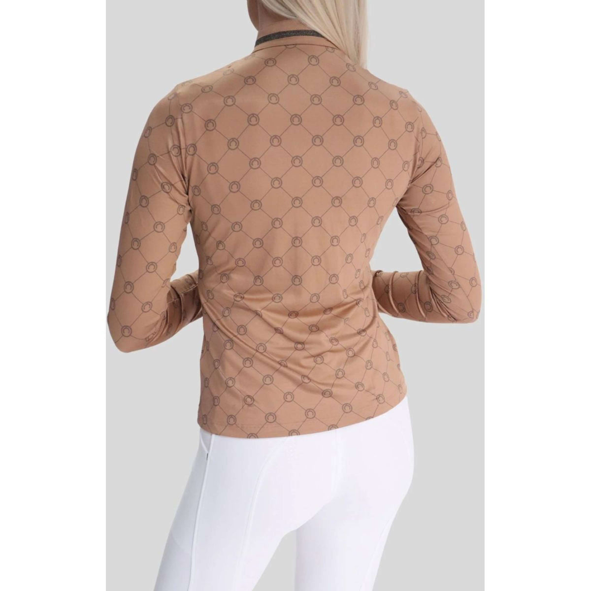 Montar Shirt MoAvina Monogram Caviar Crystal Deco Lange Ärmel Latte