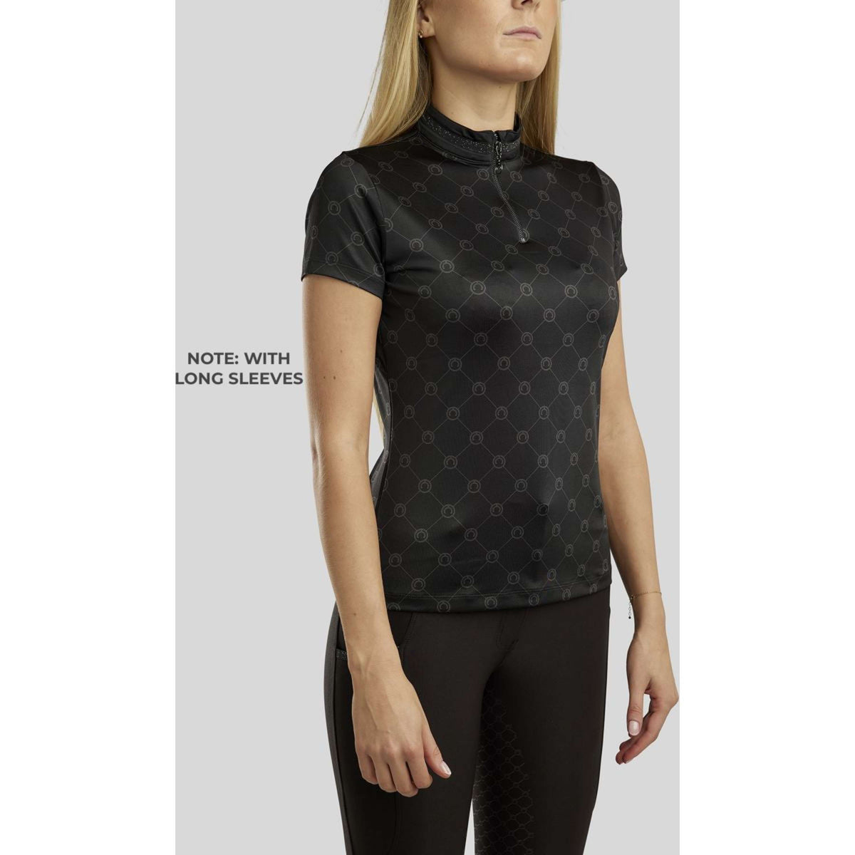 Montar Shirt MoAvina Monogram Caviar Crystal Deco Lange Ärmel Schwarz