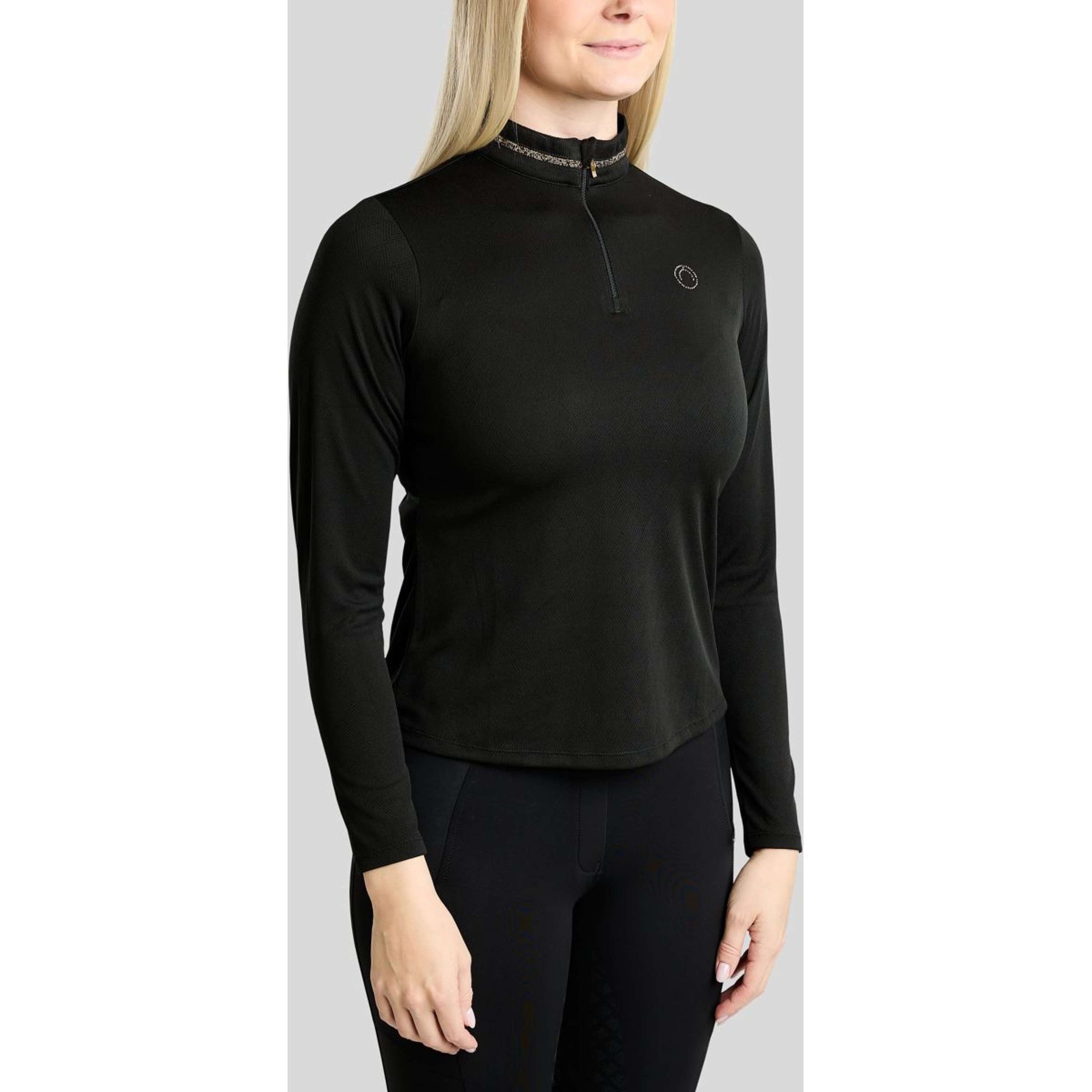 Montar Shirt MoEkta Jacquard Pattern Golden Quartz Lange Ärmel Schwarz