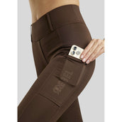 Rebel Reitleggings Beltloops Rosegold Crystals Full Grip Braun