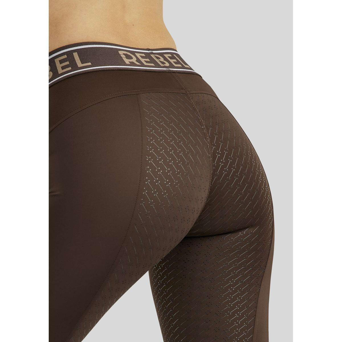 Rebel Reitleggings Logo Elastic Waistband Full Grip Braun