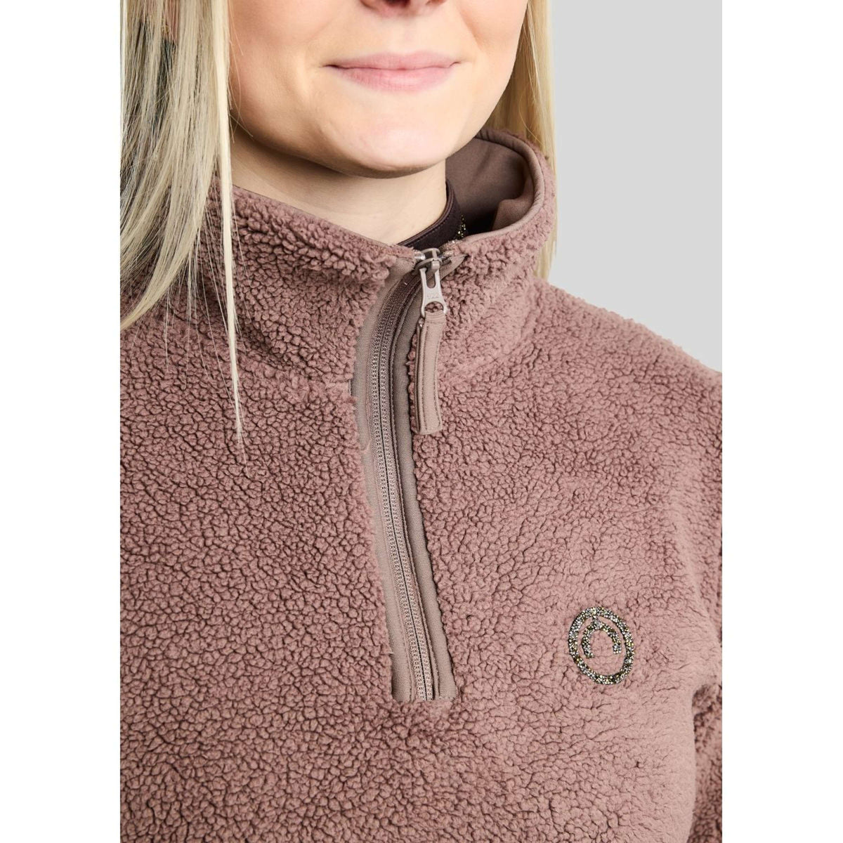 Montar Pullover MoEbba Q-Zip Teddy Pile Golden Quartz Nougat Brown