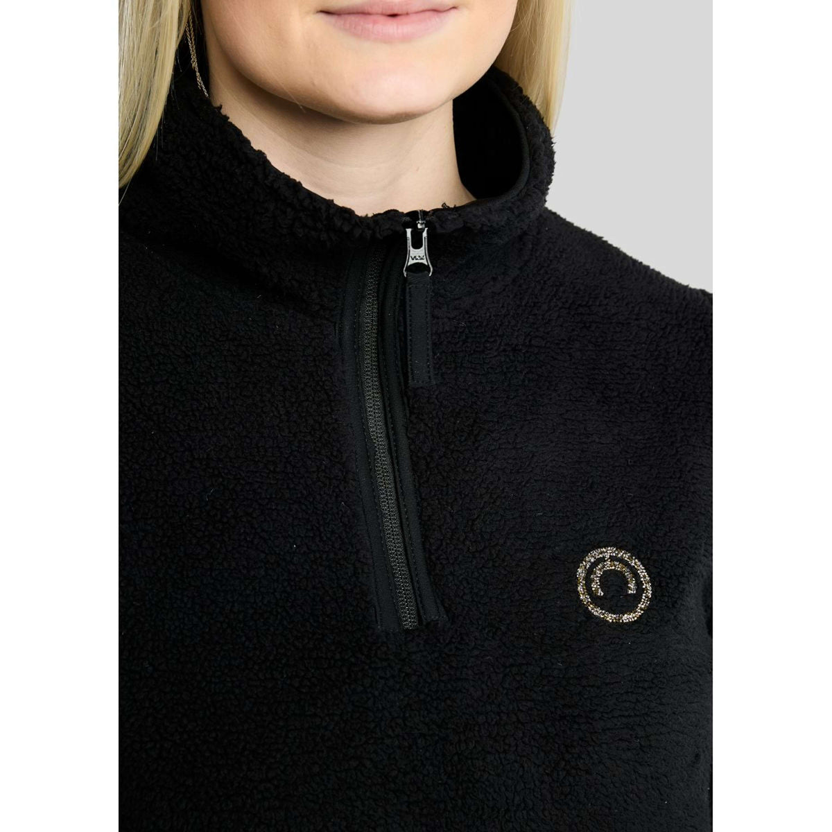 Montar Pullover MoEbba Q-Zip Teddy Pile Golden Quartz Schwarz