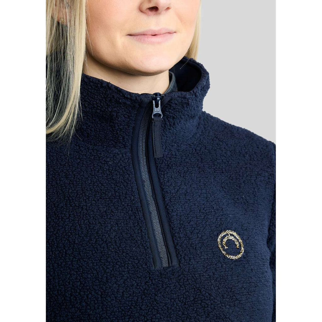 Montar Pullover MoEbba Q-Zip Teddy Pile Golden Quartz Navy