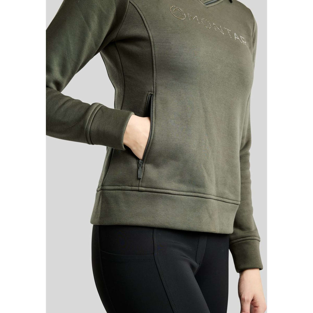 Montar Pullover MoNaja High Collar Golden Quartz Crystals Forest Green