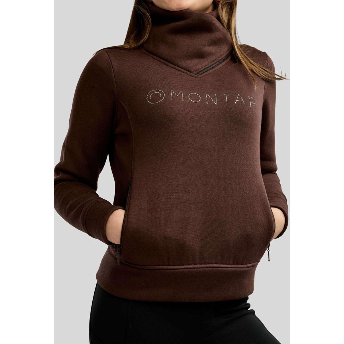 Montar Pullover MoNaja High Collar Golden Quartz Crystals Black Peony