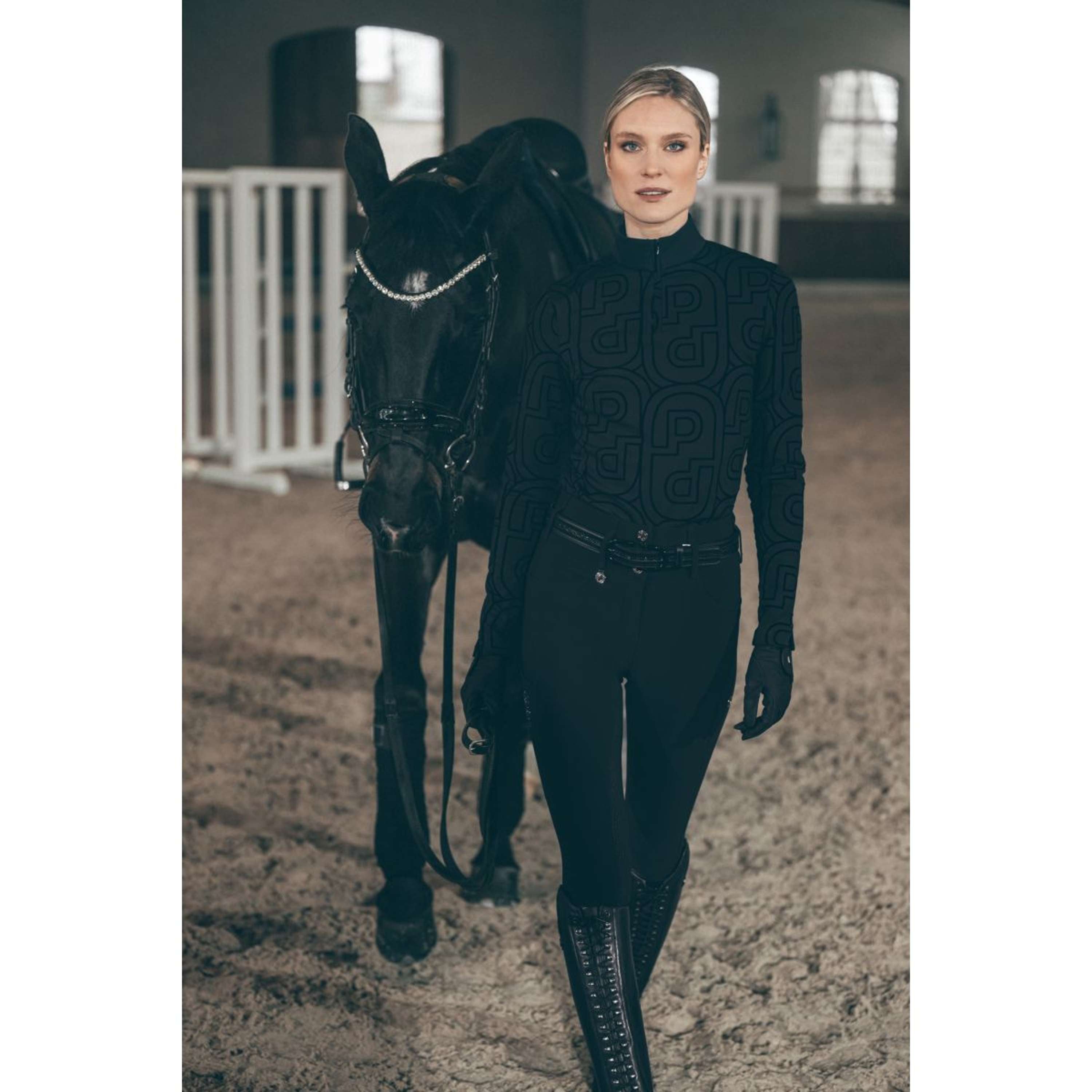 Pikeur Shirt Zip Print Selection AW26 Lange Ärmel Schwarz