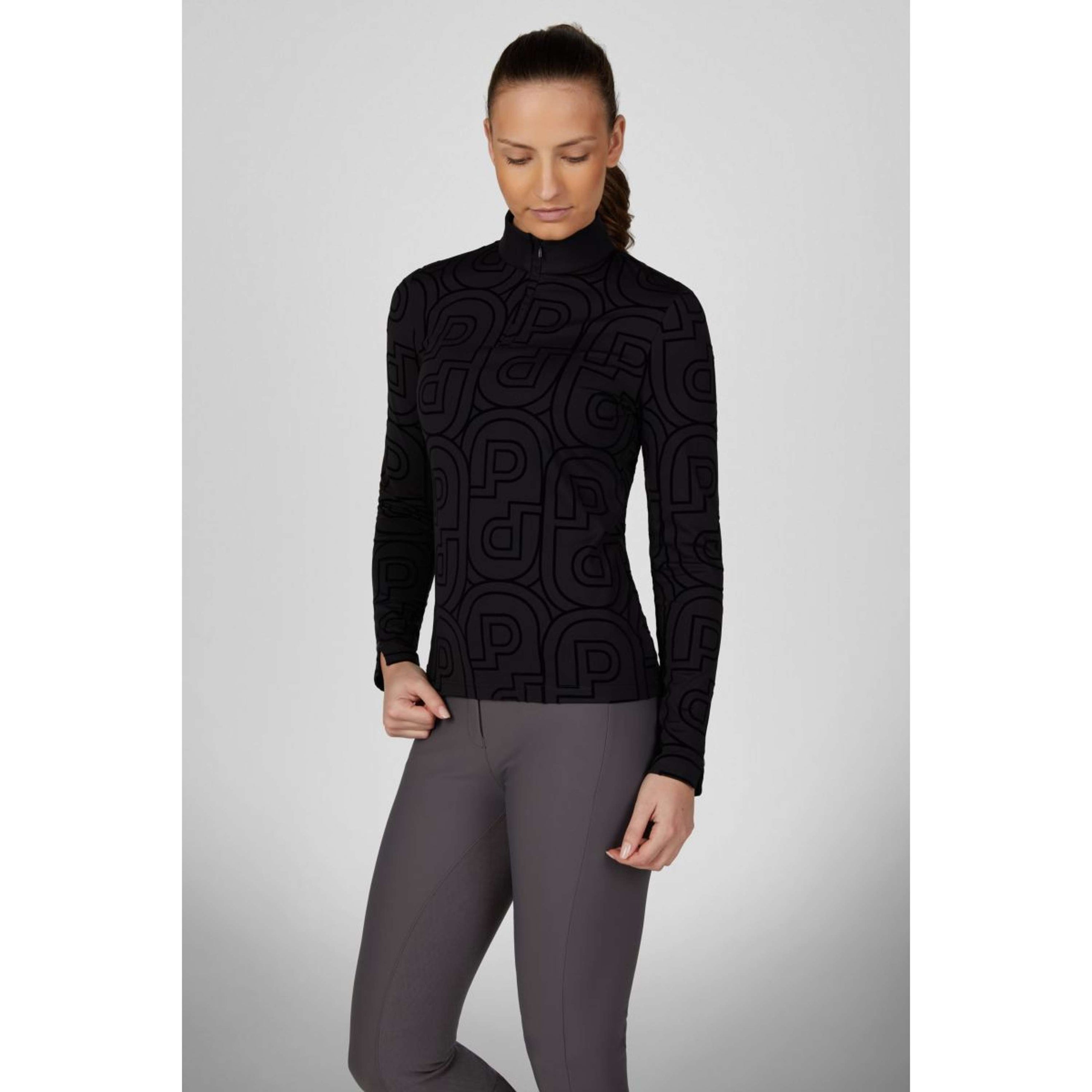 Pikeur Shirt Zip Print Selection AW26 Lange Ärmel Schwarz