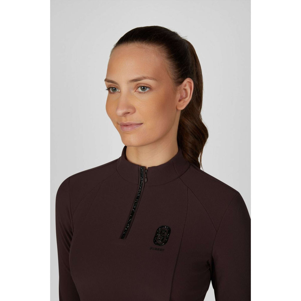 Pikeur Shirt Zip Rip Selection AW26 Lange Ärmel Schokoladen Braun