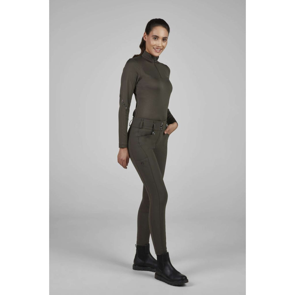 Pikeur Reithose New Candela Full Grip Flex Faux Leather Deep Khaki