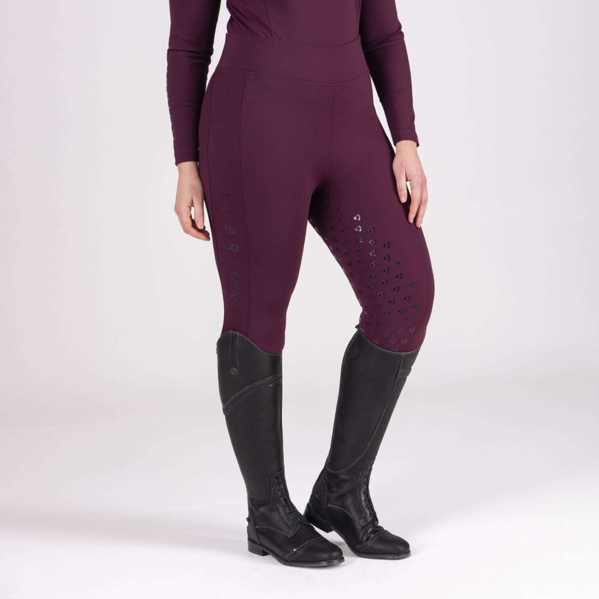 Aubrion Reitleggings Eltar Full Grip Black Cherry