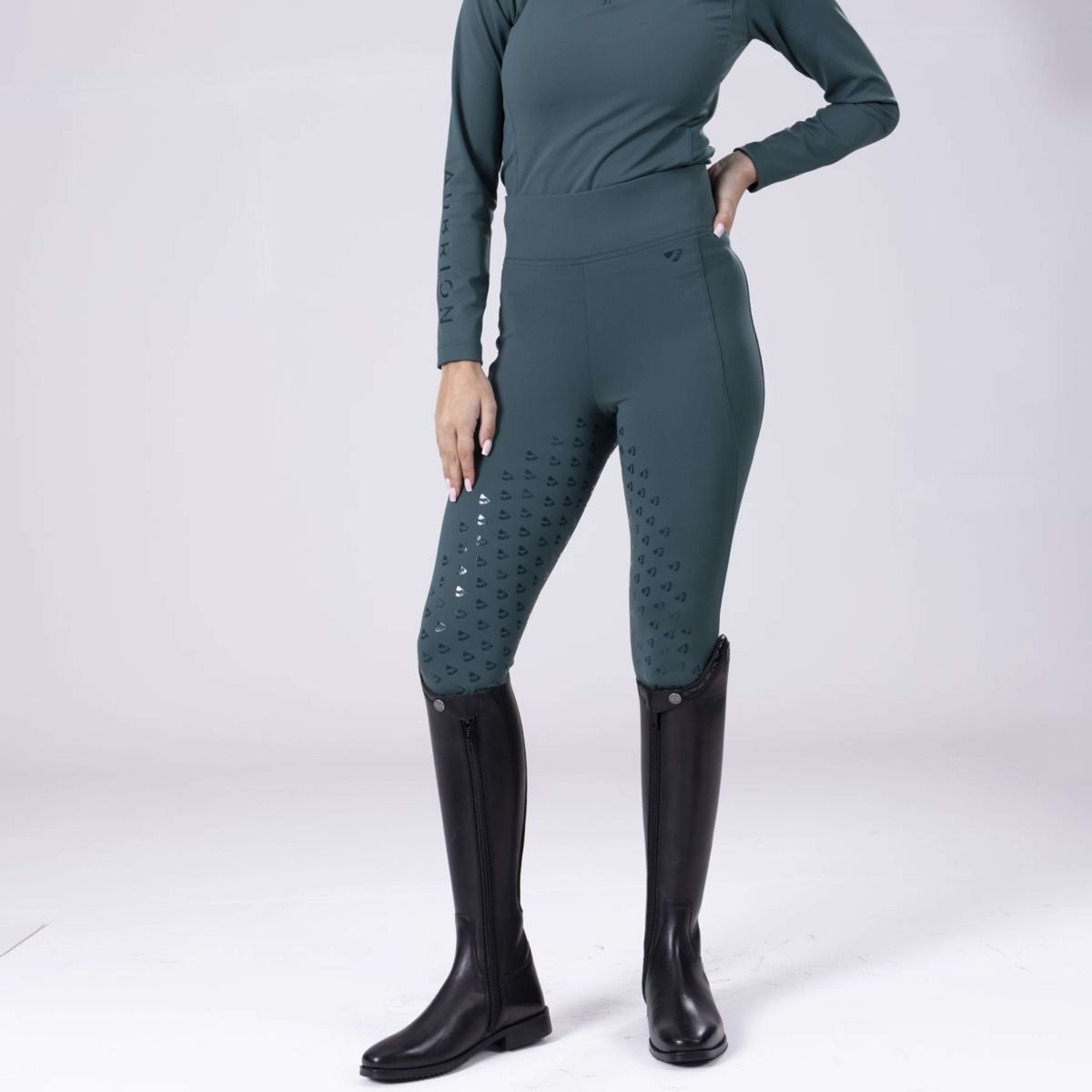 Aubrion Reitleggings Eltar Full Grip Grün