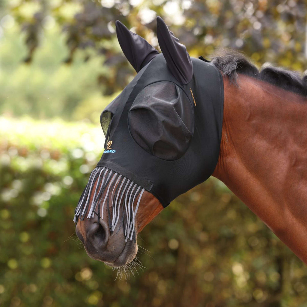 FlyGuard by Shires Fliegenmaske Pro Stretch mit Ohren und Fransen Jet
