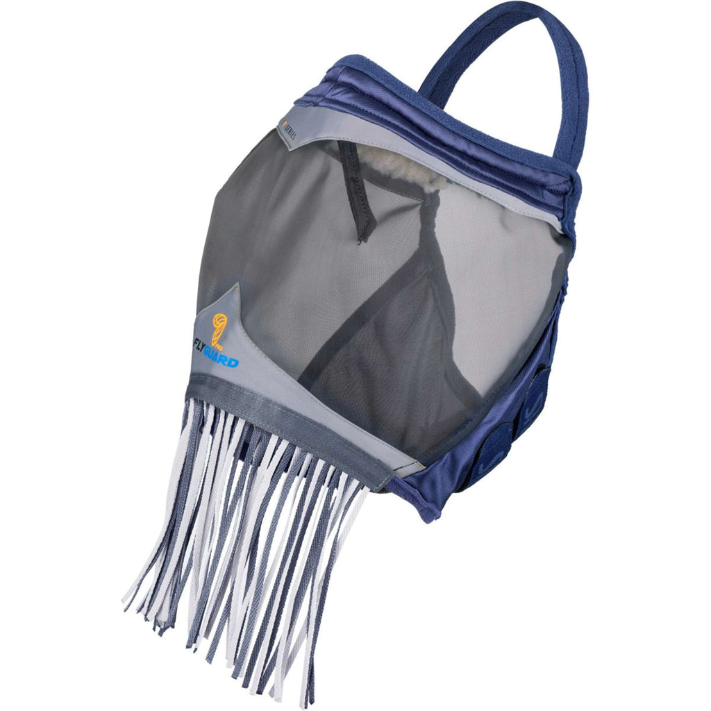 FlyGuard by Shires Fliegenmaske Pro Fine Mesh ohne Ohren mit Fransen Navy