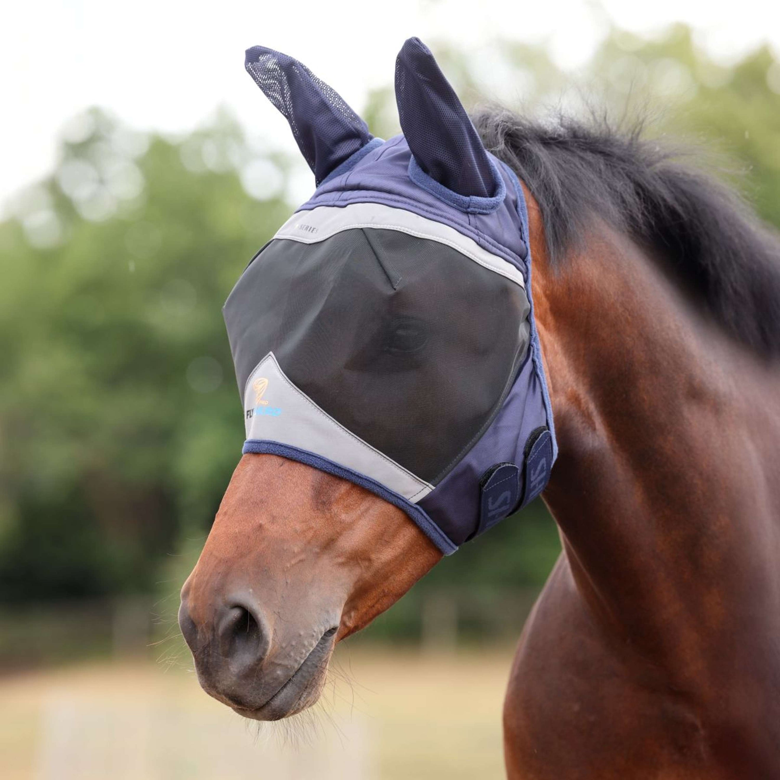 FlyGuard Fliegenmaske Pro Fine Mesh mit Ohren Navy