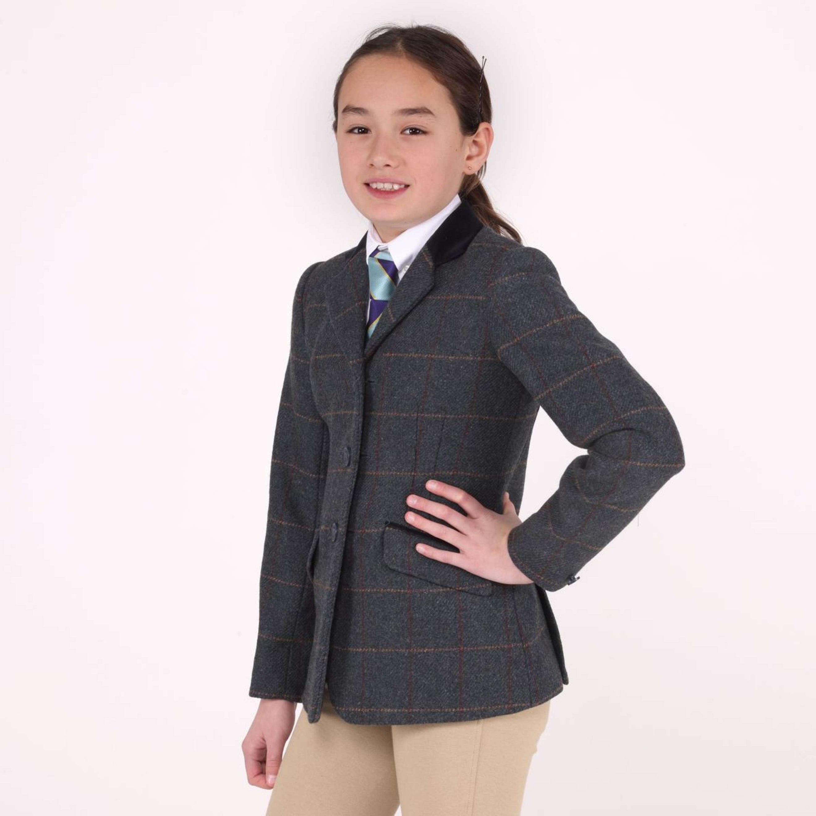 Aubrion by Shires Turnierjacket Saratoga Kinder Juniper Navy Check Aubrion by Shires Turnierjacket Saratoga Kinder Juniper Navy Check
